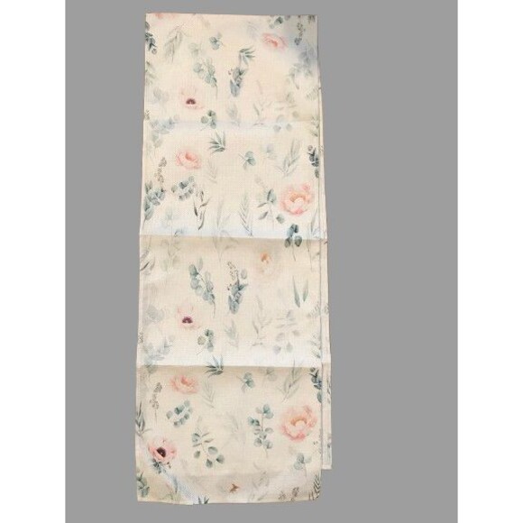 Table Runner 13x72in Linen Spring Floral Greenery Peony Pastel - Picture 1 of 1